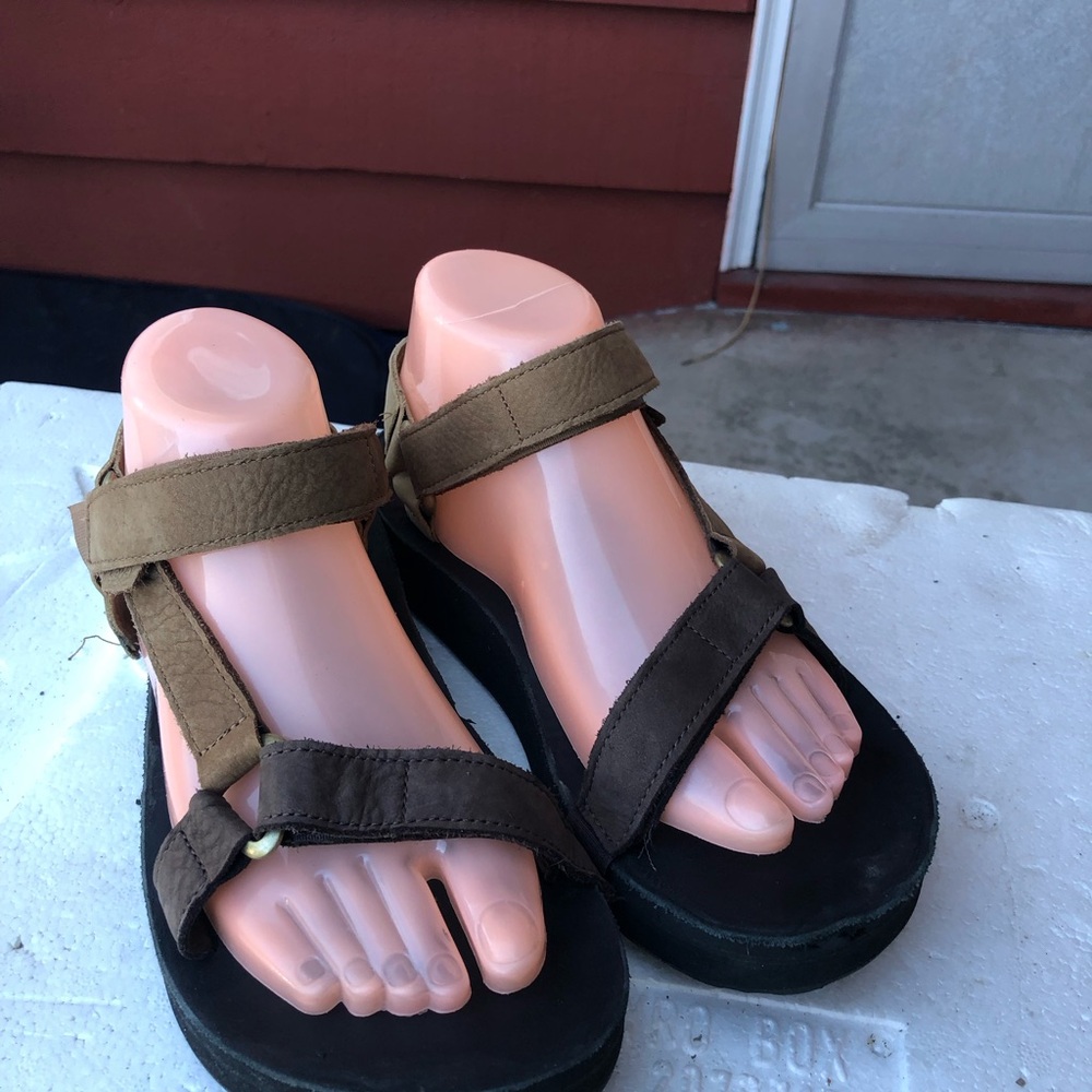 Teva Midform Universal Leather Tan Desert Sand Gray Sandals 1102435 Size 8 - Picture 5 of 16